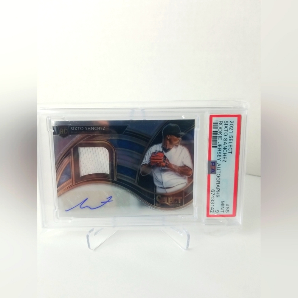 2021 Panini Select Sixto Sanchez RC Rookie Jersey Auto /299 PSA 9 MINT - Miami